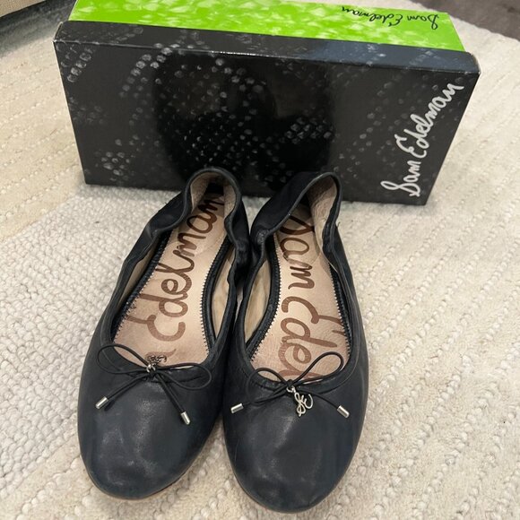 Sam Edelman Black Leather Ballet Flats Women's 9.5 Felicia - Picture 1 of 4